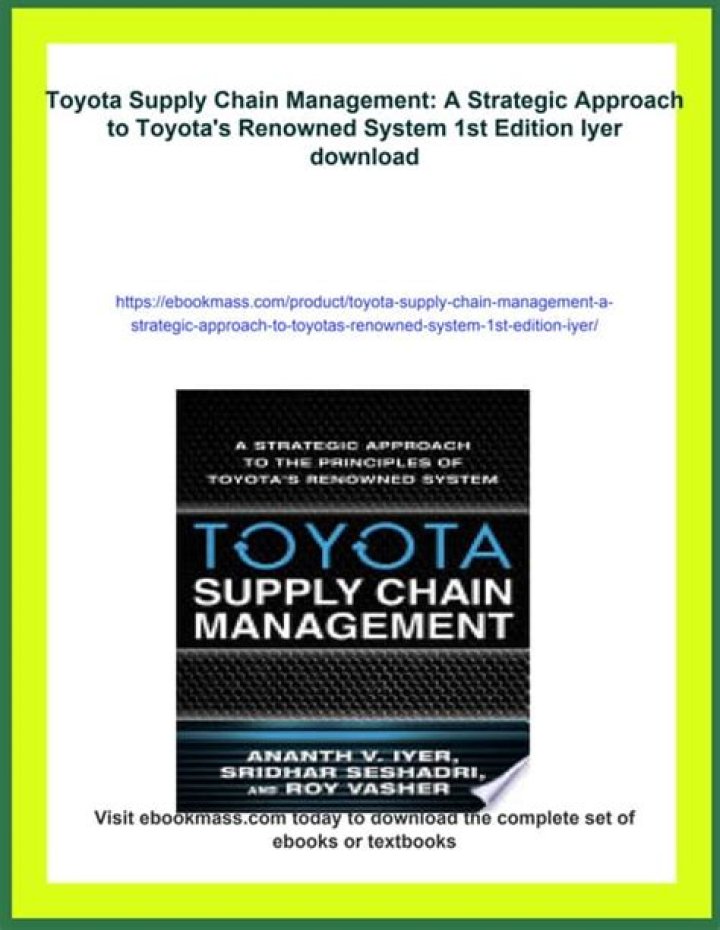 Toyota Supply Chain Management Case Study: PDF Insights on Efficiency and Innovation