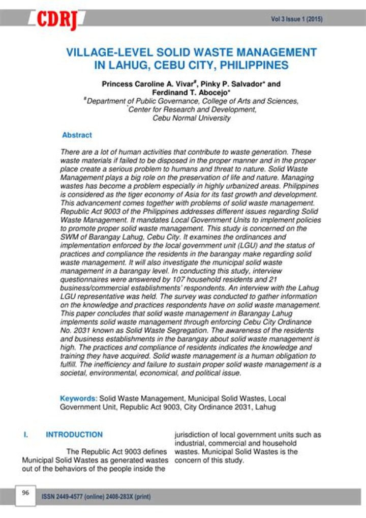 Case Study on Solid Waste Management in the Philippines: PDF Report