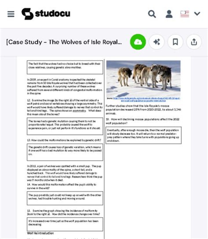 Case Study: The Wolves of Isle Royale – Answers & Insights PDF