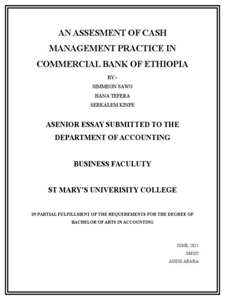 Cash Management Practices in Ethiopia’s Commercial Banks: A Comprehensive PDF Guide