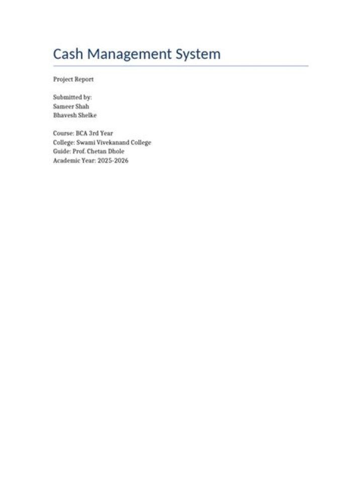 Cash Management Project Report for MBA: Expert PDF Guide