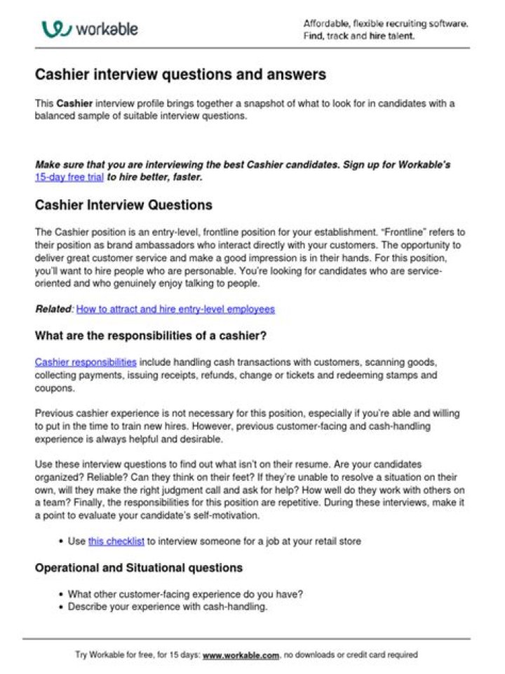 Cashier Interview Questions PDF: Expert Tips & Sample Questions