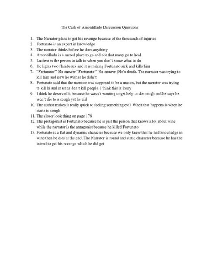 Cask of Amontillado Questions PDF: Expert Analysis & Answers