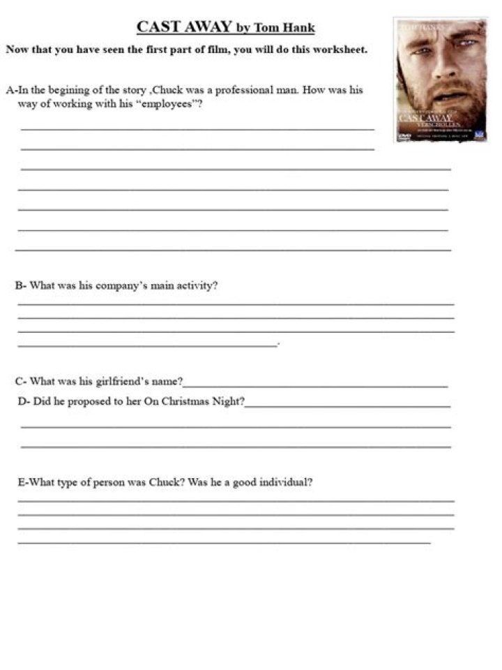 Free Cast Away Worksheet PDF – Instant Download