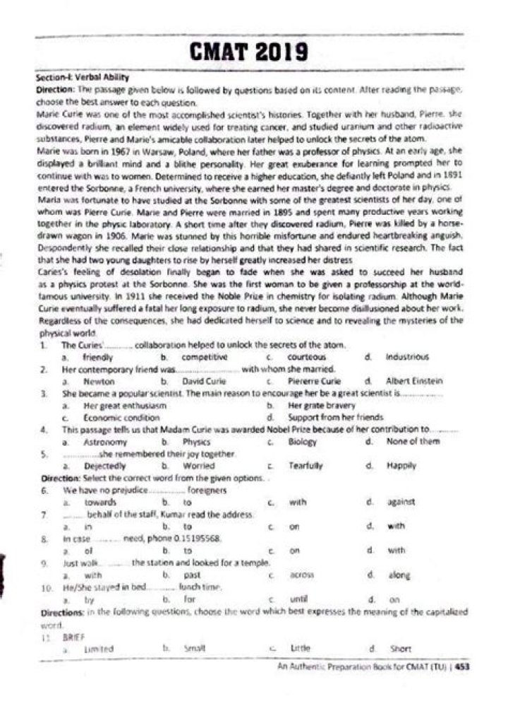 2009 Cat Question Paper with Full Solution PDF Download