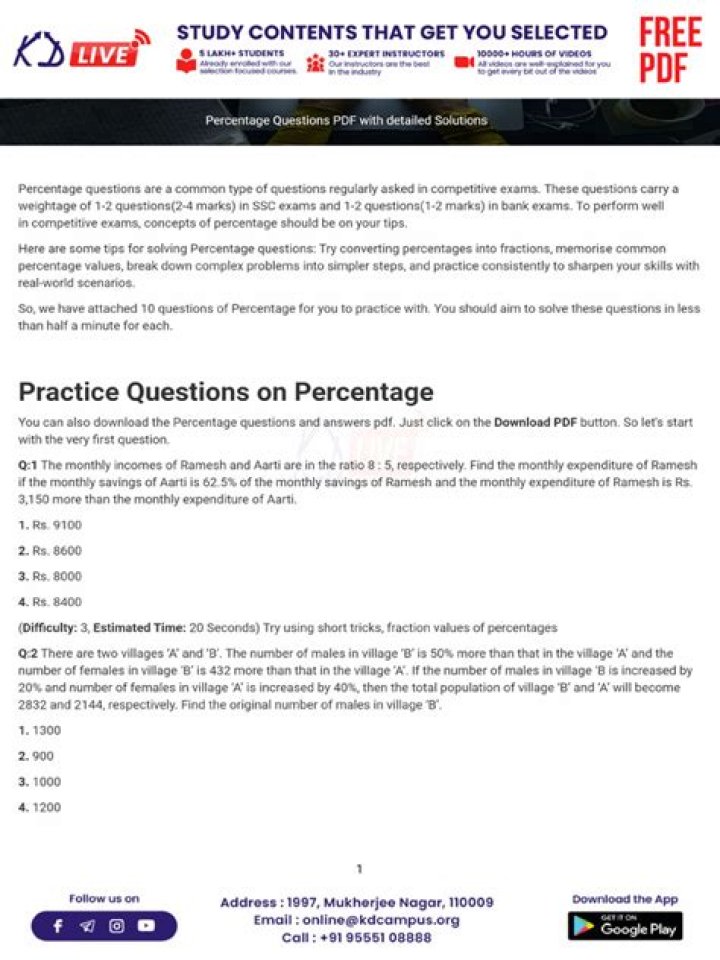Top Cat Percentage Questions PDF for Cat Lovers