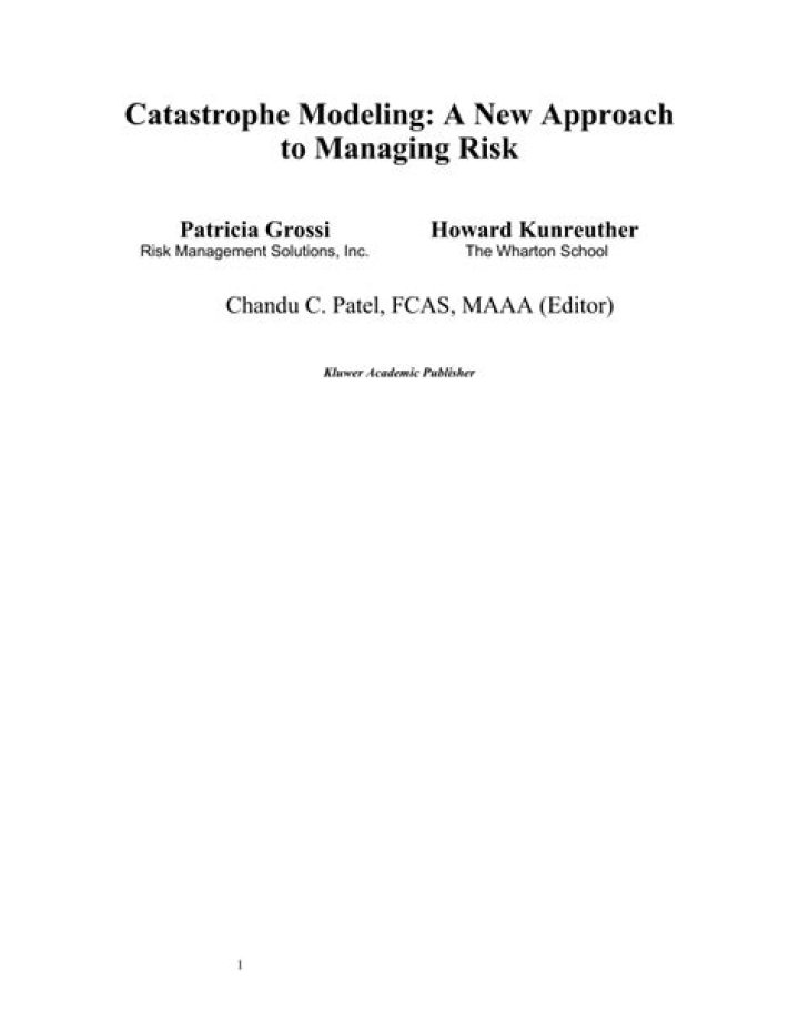Catastrophe Modeling: A Revolutionary 2005 Approach to Managing Risk