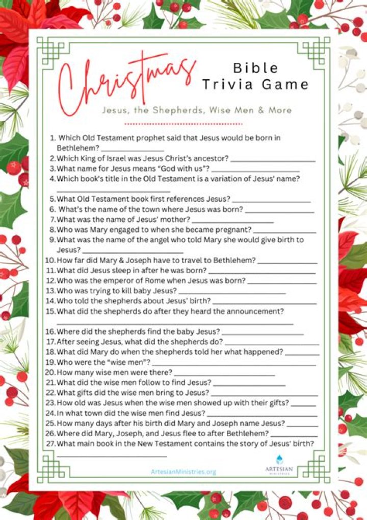 Catholic Christmas Trivia Questions and Answers – PDF Printable