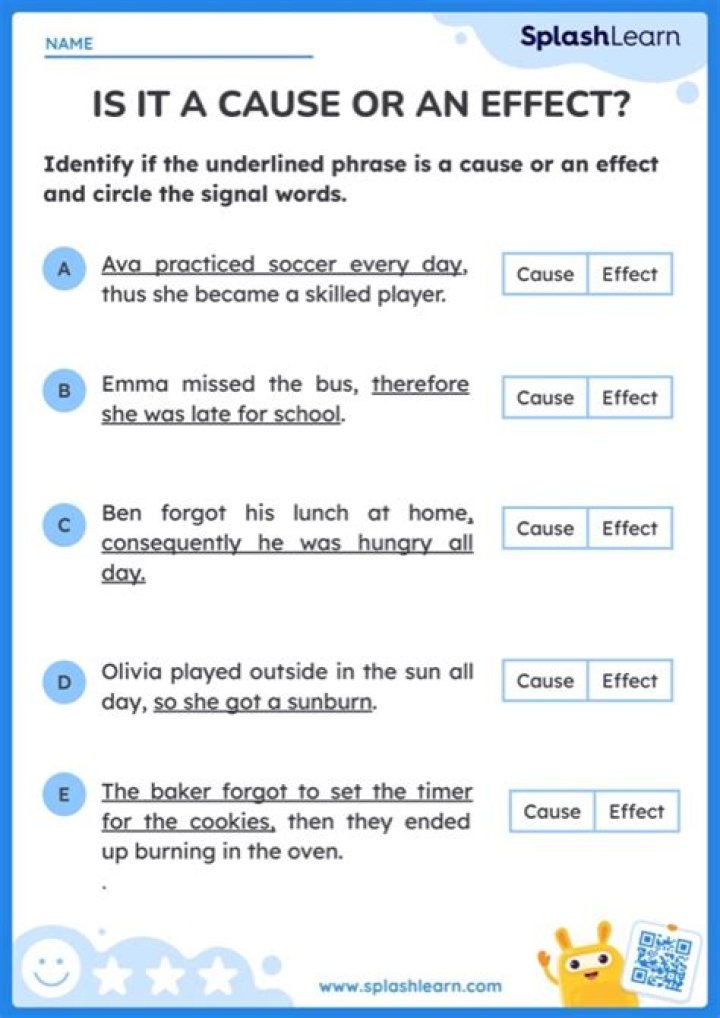 Cause and Effect 4th Grade Worksheet PDF – Free Printable