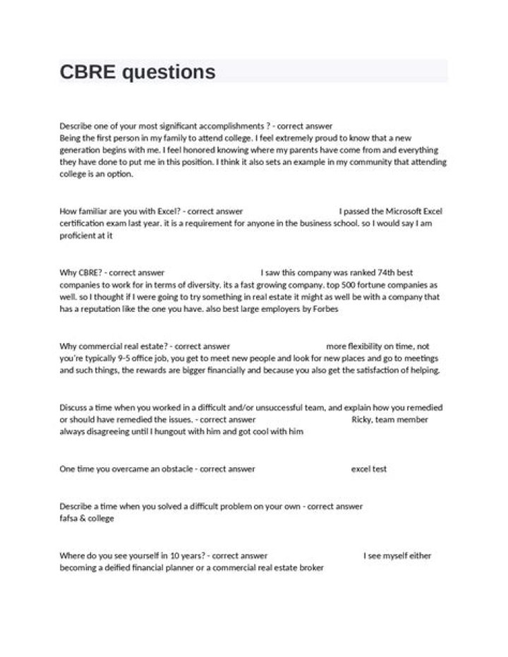 Cbre Interview Questions and Answers PDF Guide