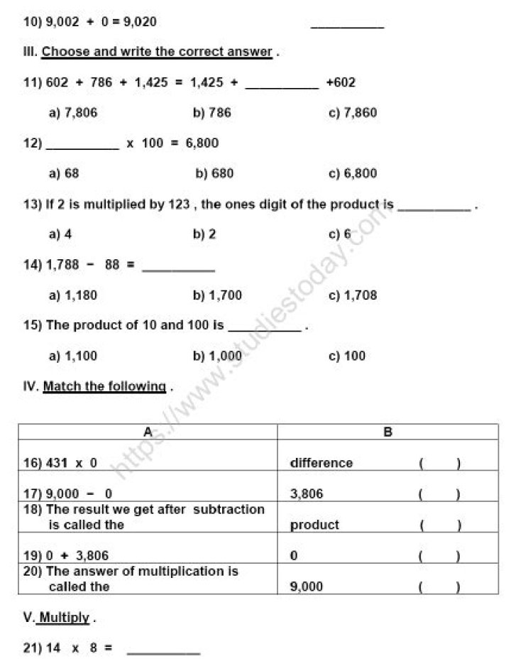 CBSE 3rd Standard Maths Question Paper PDF for Practice