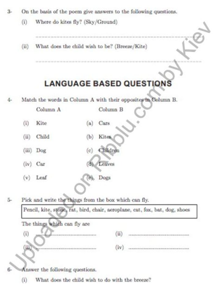 CBSE Class 1 Worksheets PDF – Free Printable Learning Resources