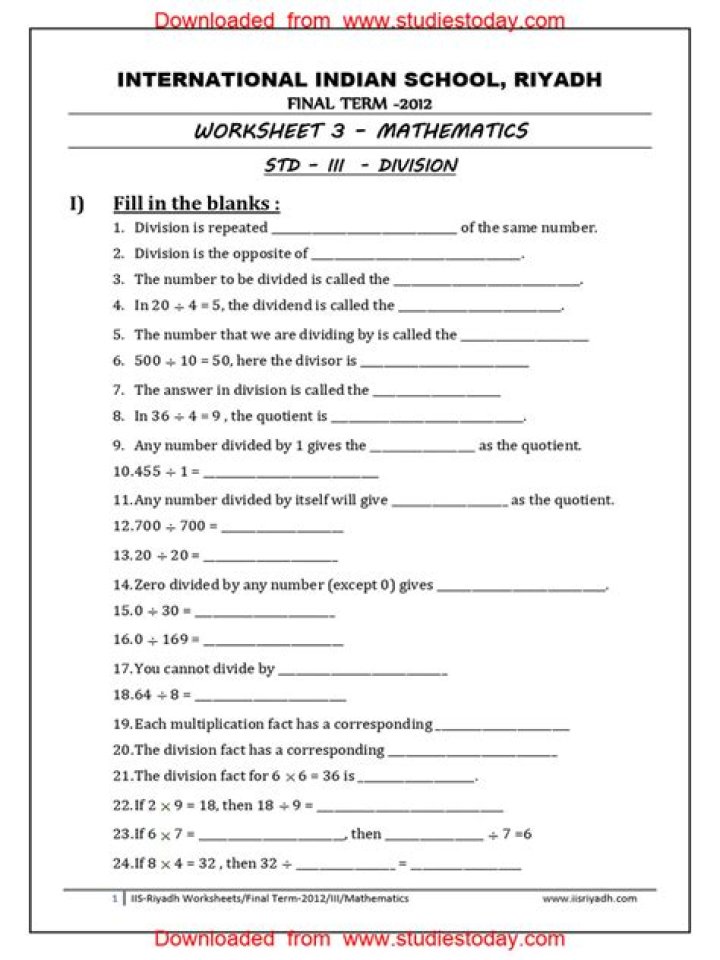 CBSE Class 3 Maths Worksheets PDF – Download Free Printable Practice Sheets
