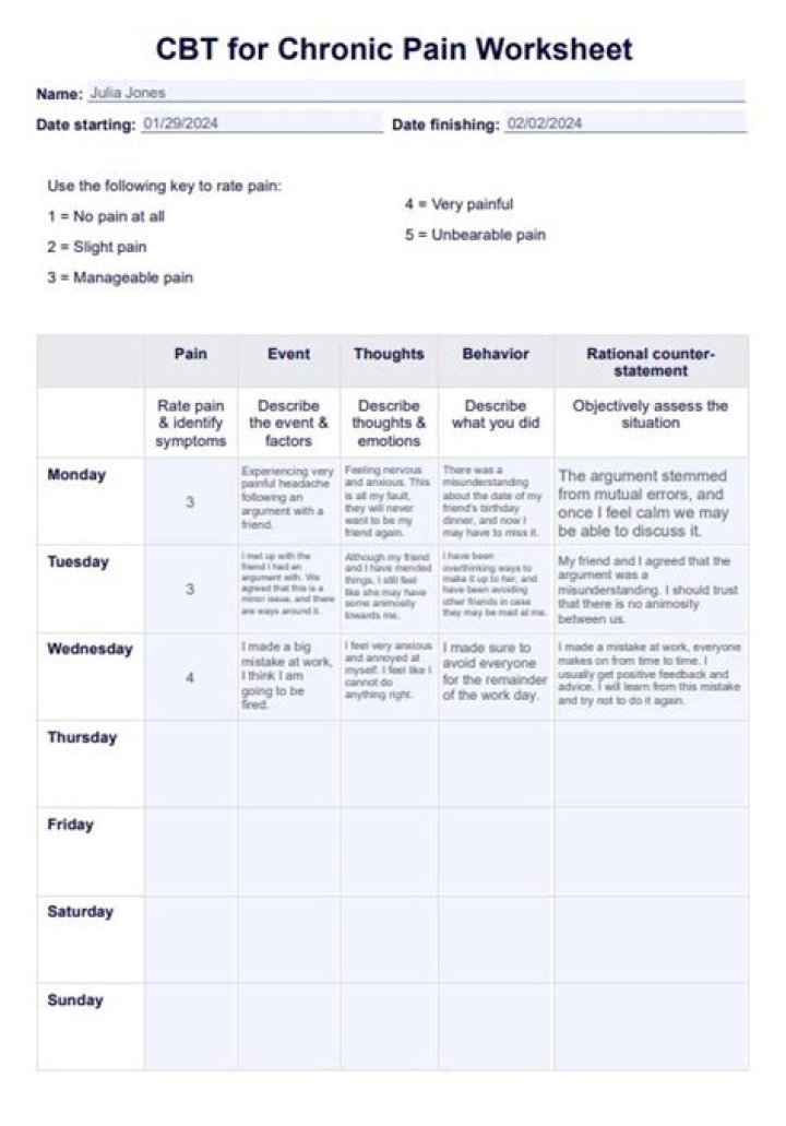 CBT for Chronic Pain Worksheets PDF: Free Download