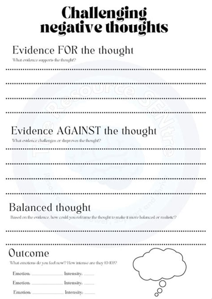 CBT Thought Challenging Worksheet PDF – Easy PDF for Mental Health Therapy