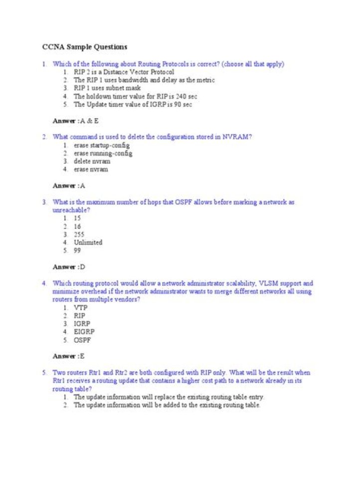 Free CCNA Sample Questions PDF for Exam Prep