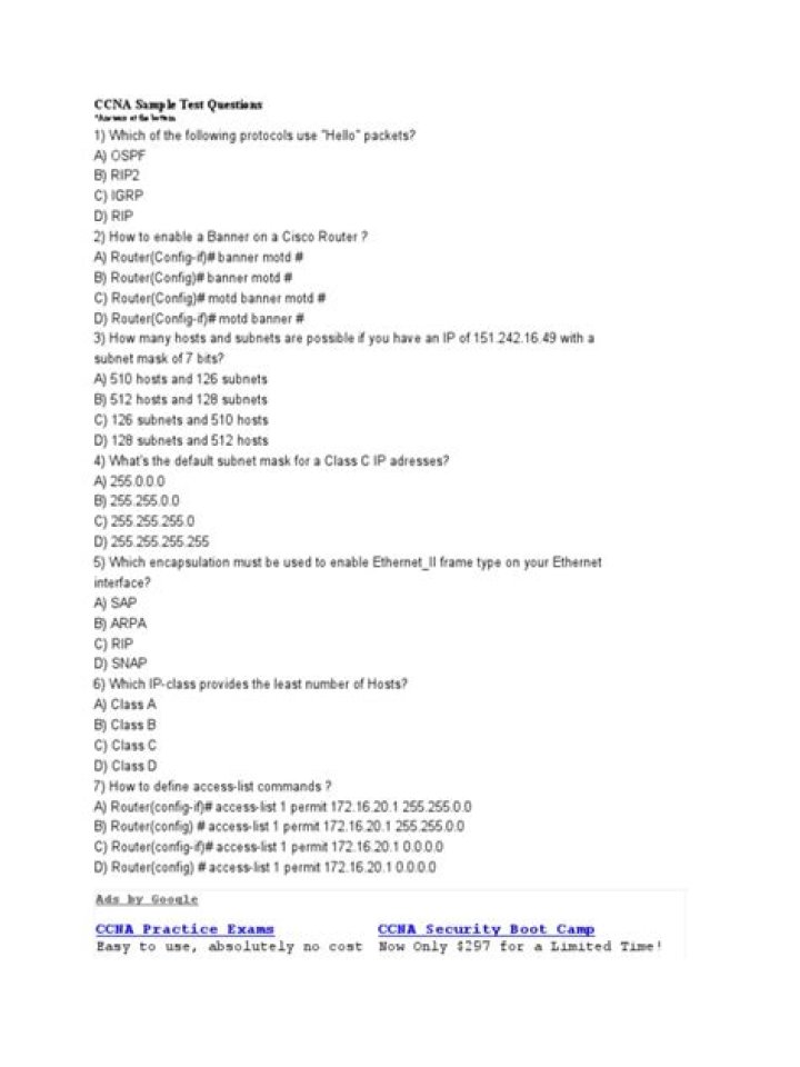 CCNA Sample Test Questions PDF – Master Networking Exams