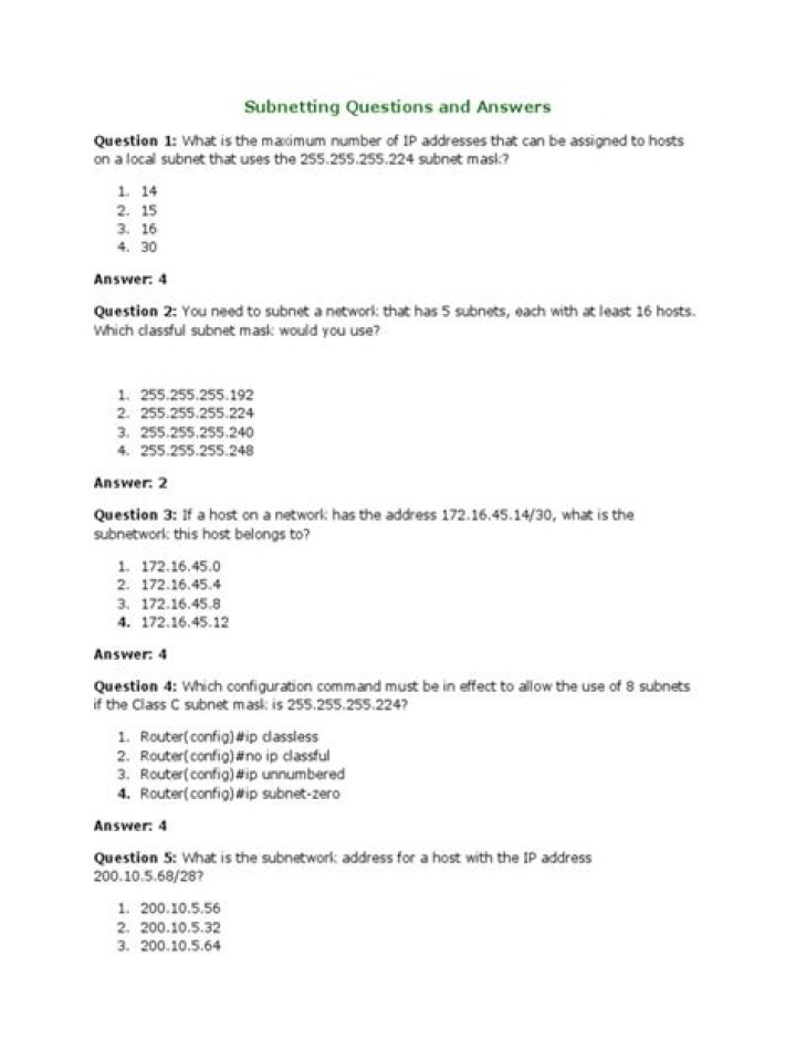 CCNA Subnetting Practice Questions PDF – Master Routing and IP Design