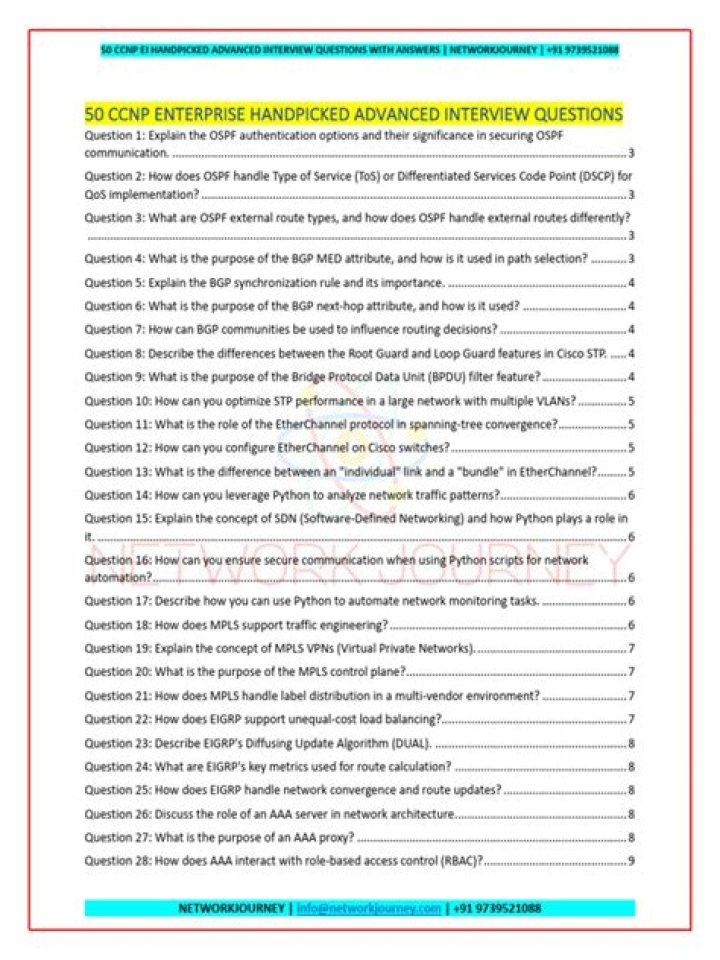 Top CCNP Interview Questions PDF for Passing Cisco CCNP Exam