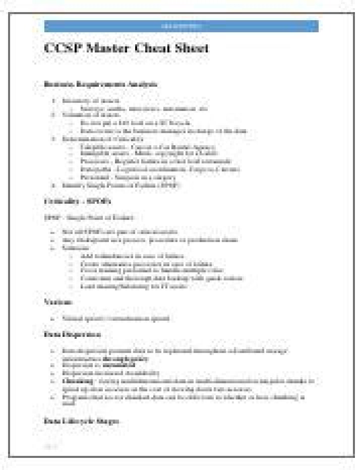 CCSP Cheat Sheet PDF: Quick Reference for Certified Cloud Security Professionals