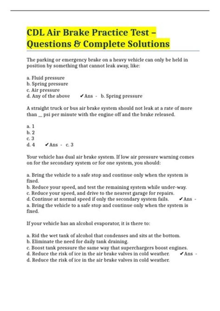 CDL Air Brake Test Answers PDF: Complete Guide & Passing Tips