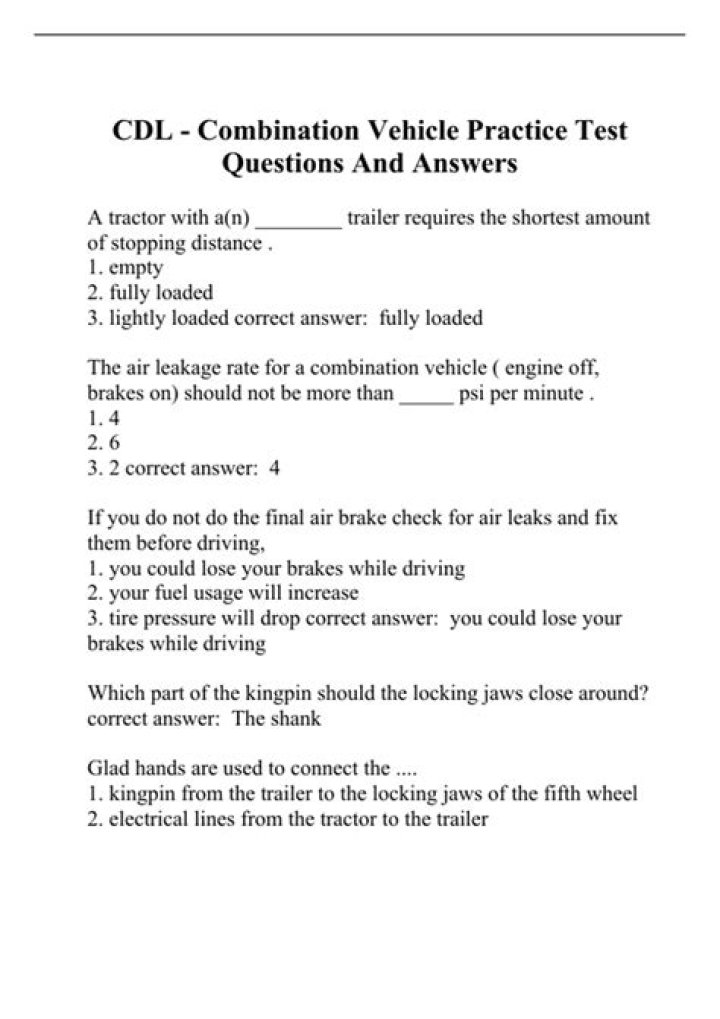 How to Pass the CDL Combination Test: Free PDF Guide