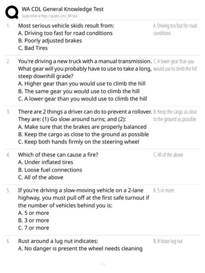 Download CDL General Knowledge Test PDF – Free Practice Exam