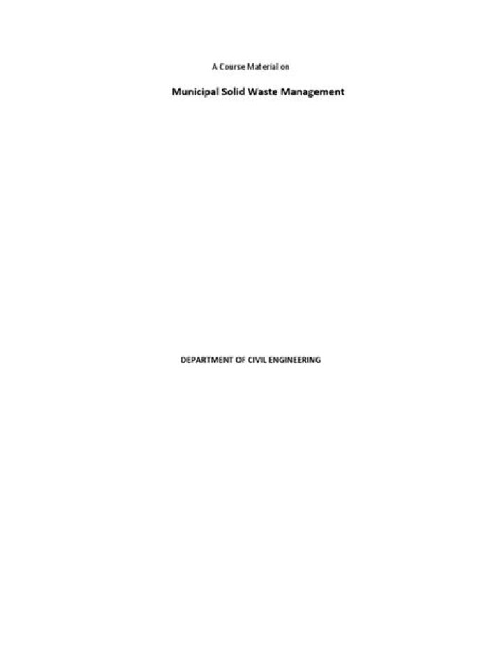 CE2039 Municipal Solid Waste Management: Comprehensive PDF Guide