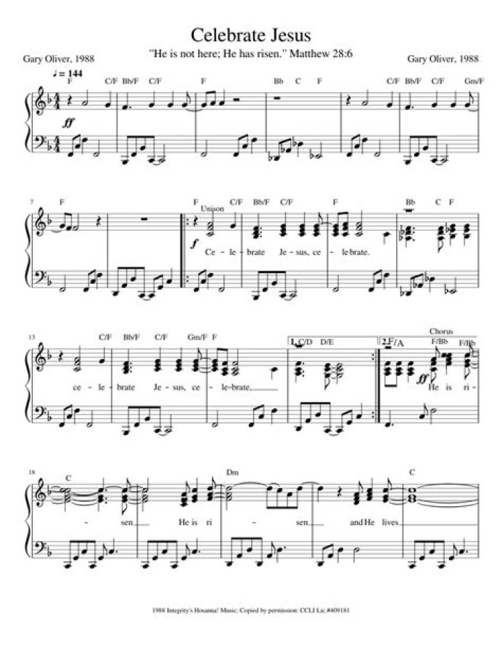 Celebrate Jesus with Free PDF Sheet Music Download