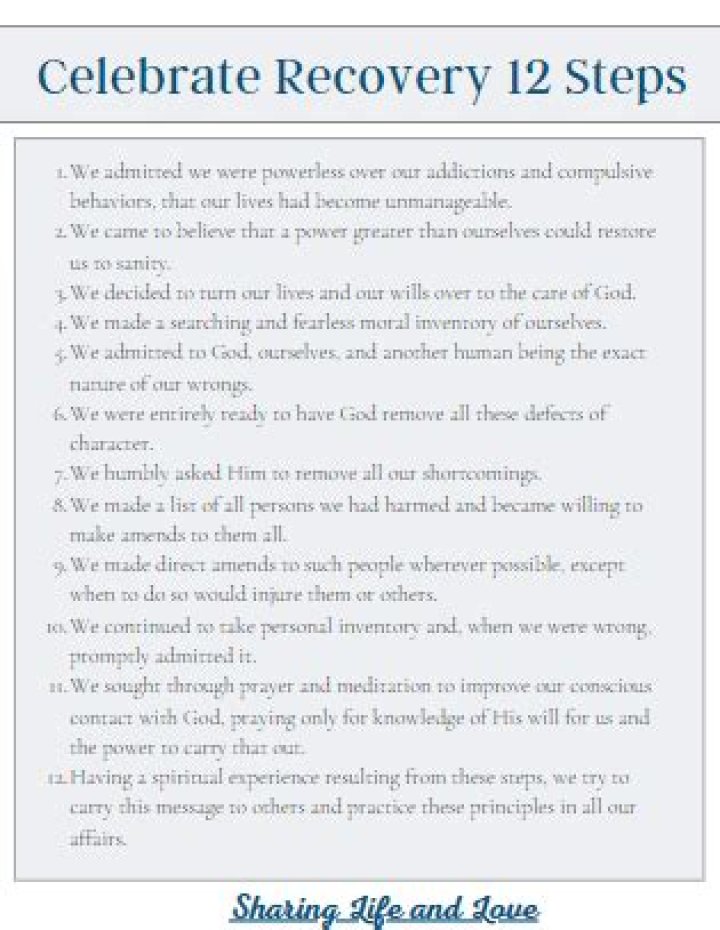 Celebrate Recovery 12-Step Worksheets PDF Free Download