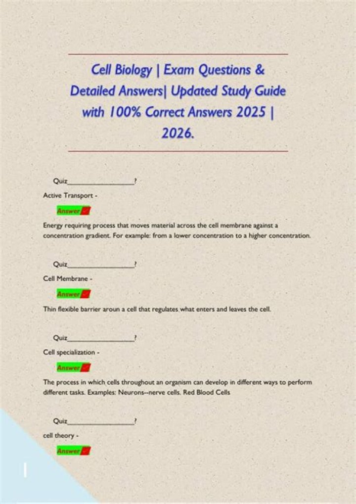 Cell Biology Exam Questions and Answers PDF – Perfect Study Resource