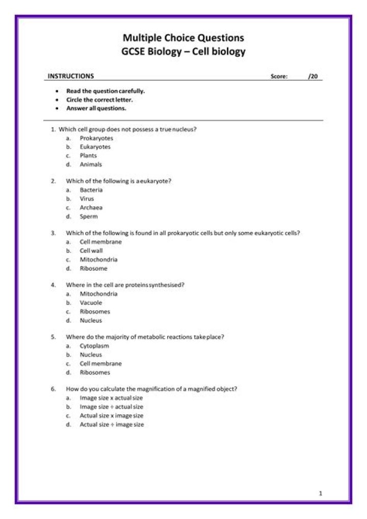 Cell Biology Questions & Answers Multiple Choice PDF – Perfect for Exam Prep