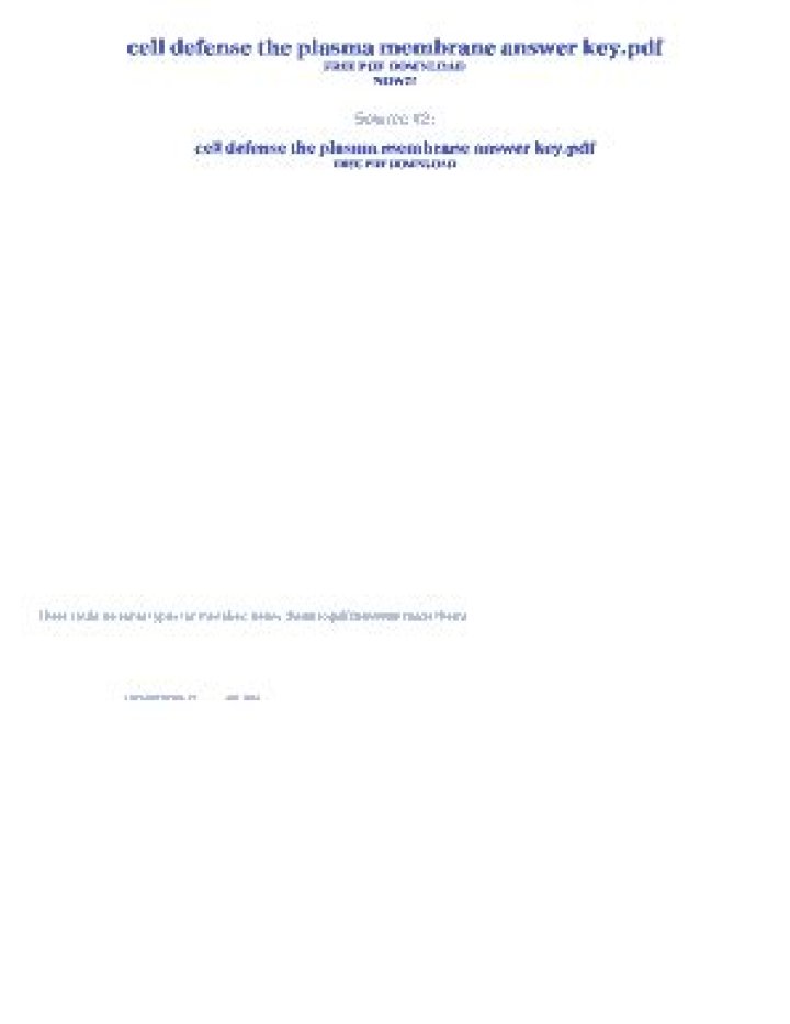 Cell Defense & Plasma Membrane Worksheet Answer Key PDF