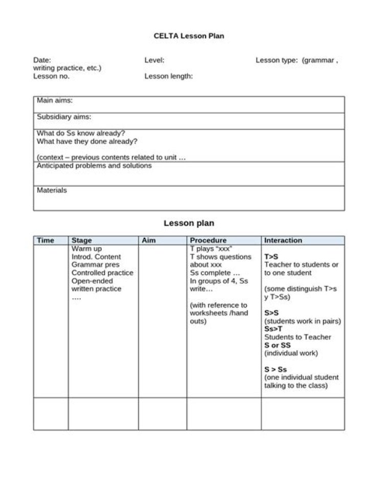 Celta Lesson Plan Template PDF – Free Downloadable Lesson Plans