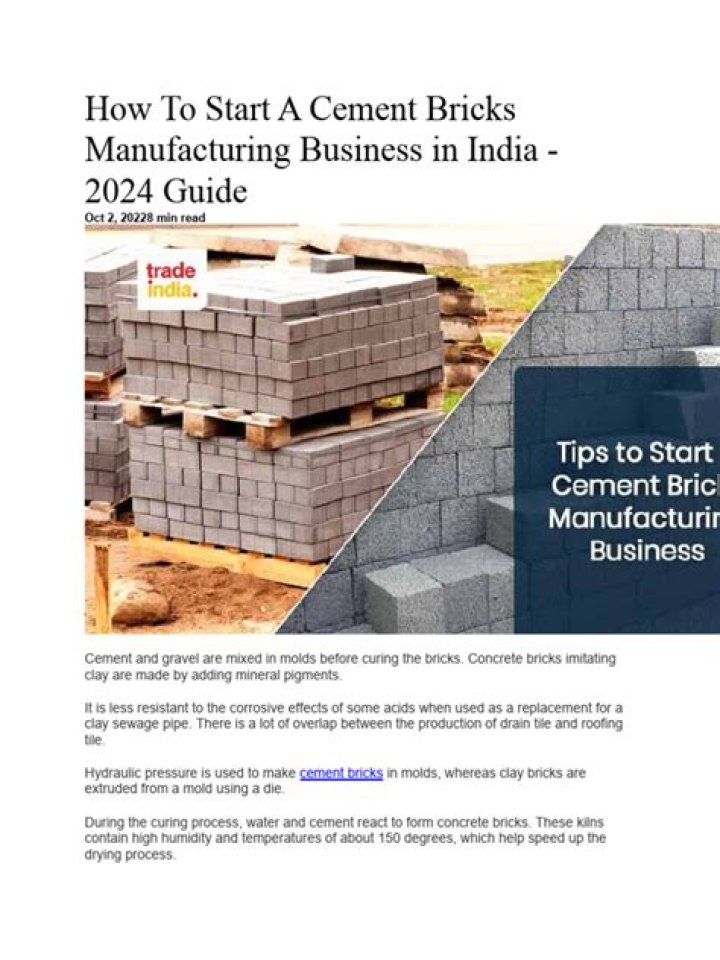 Cement Bricks Manufacturing Business Plan PDF: Step-by-Step Guide