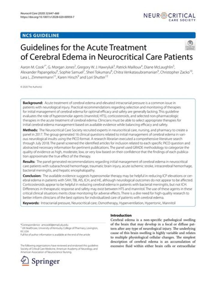 Cerebral Edema Management PDF: Essential Treatment Guidelines