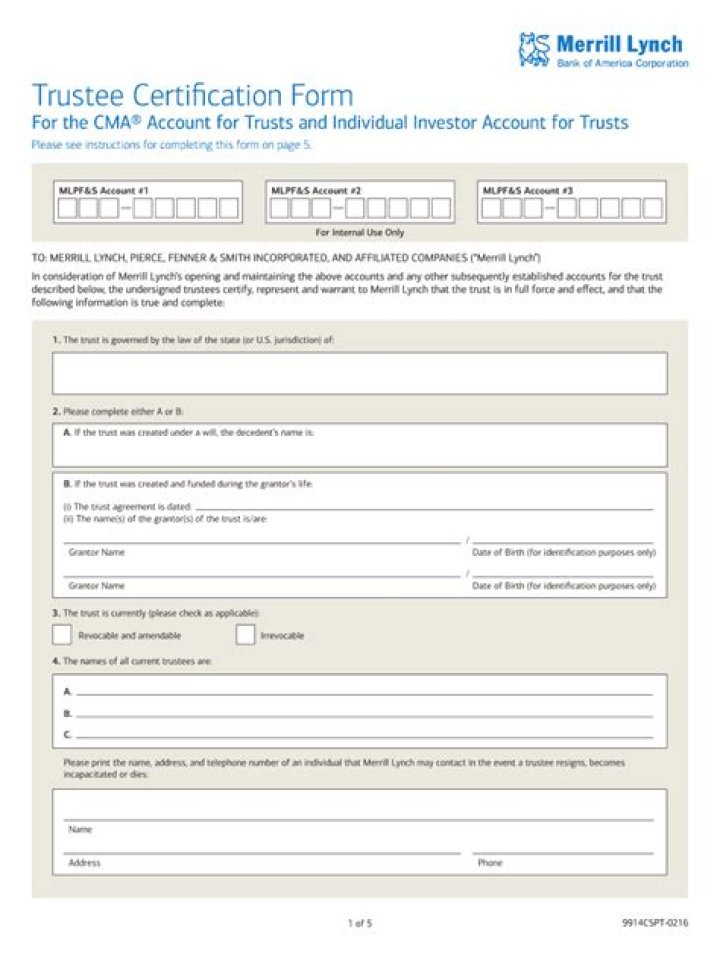 Download Bank of America’s Certificate of Trust Wealth Management Form (PDF)