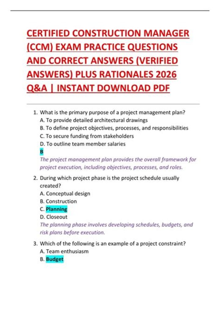 Certified Construction Manager Exam Sample Questions PDF – Practice Tests