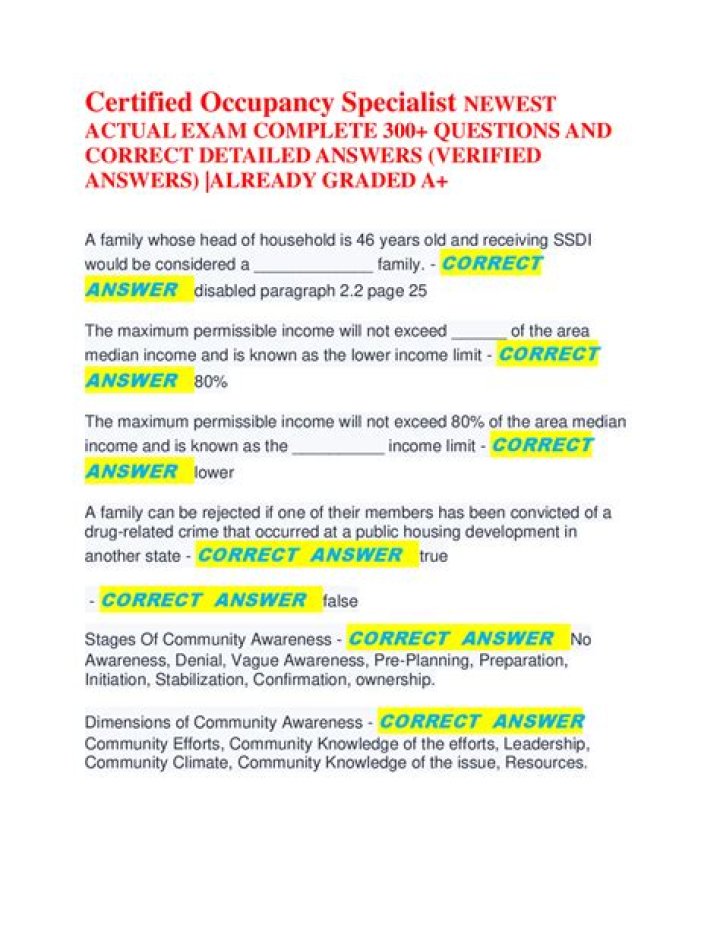 Certified Occupancy Specialist Sample Test PDF Download