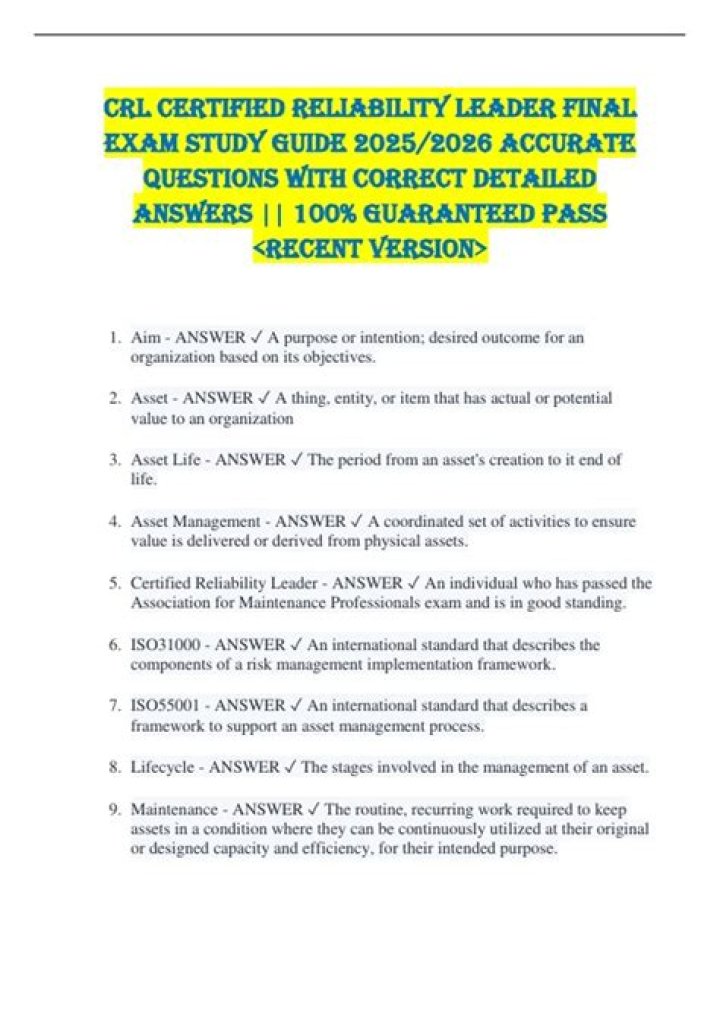 Certified Reliability Leader Exam Questions PDF – Master Certification