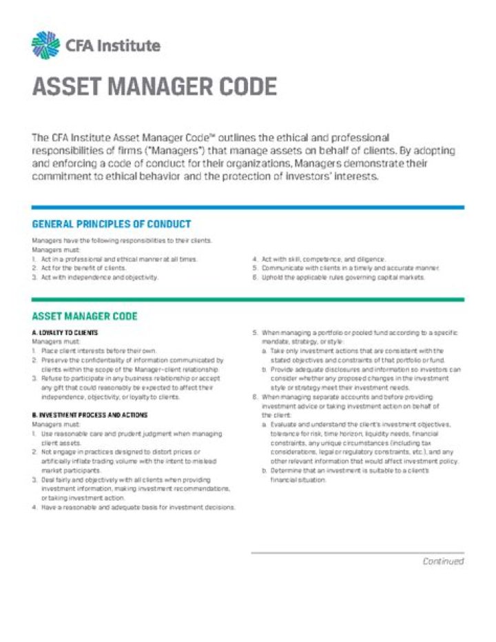 CFA Institute Asset Manager Code of Professional Conduct: Essential PDF Guide