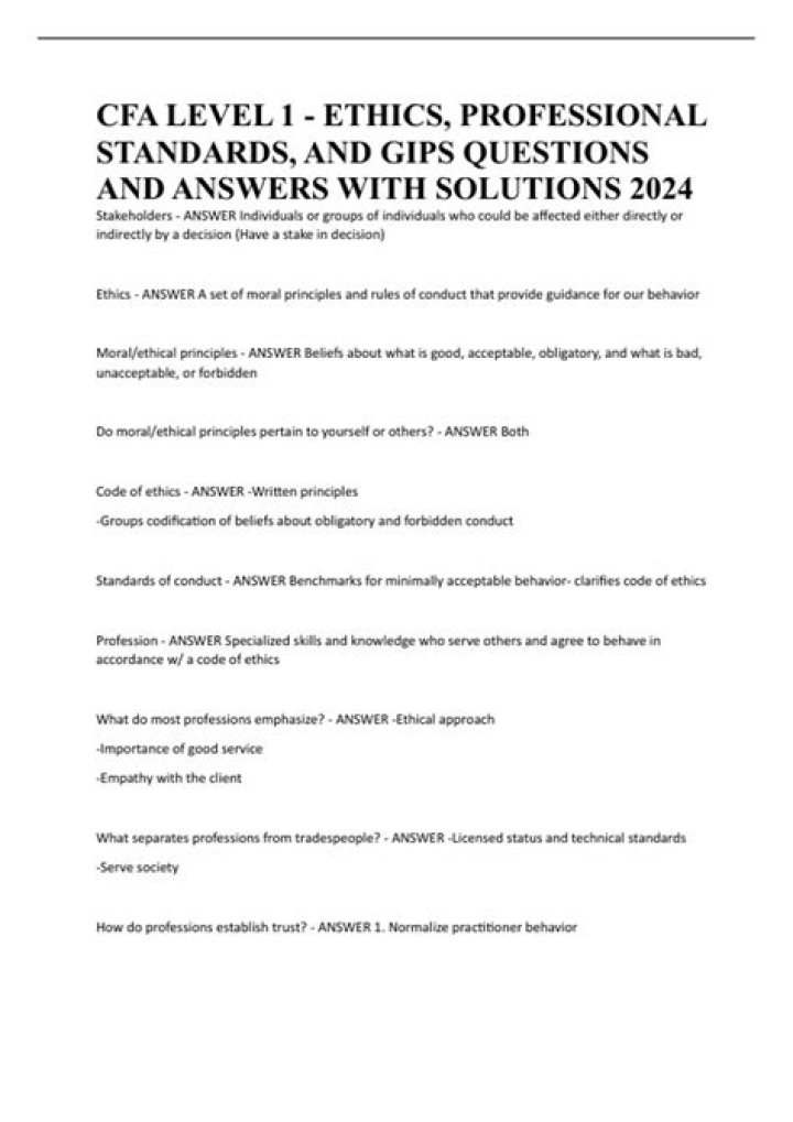 CFA Level 1 Ethics Questions PDF – Exam-Ready Practice