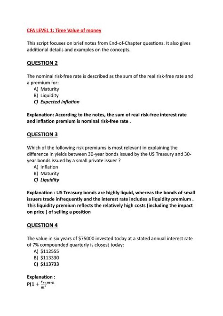 CFA Level 1 TVM Practice Questions PDF: Master Time Value of Money with Free Study Material