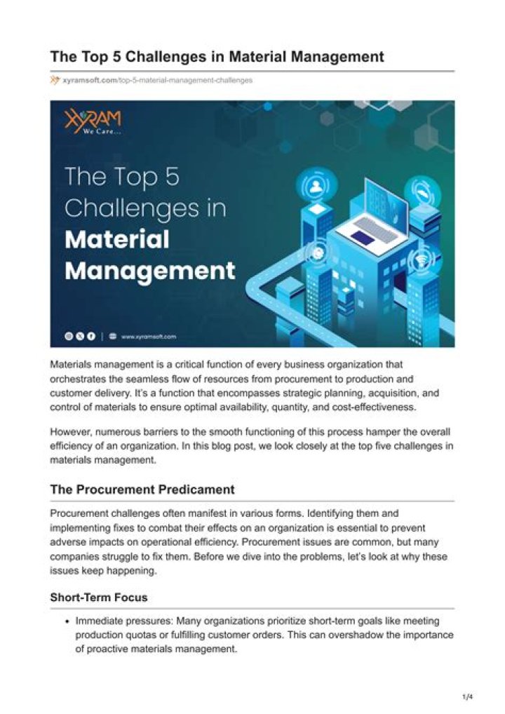Overcoming the Challenges of Material Management: A Comprehensive PDF Guide