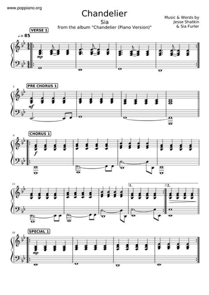 Download Chandelier Sheet Music PDF – Instant Access to Elegant Piano Arrangements