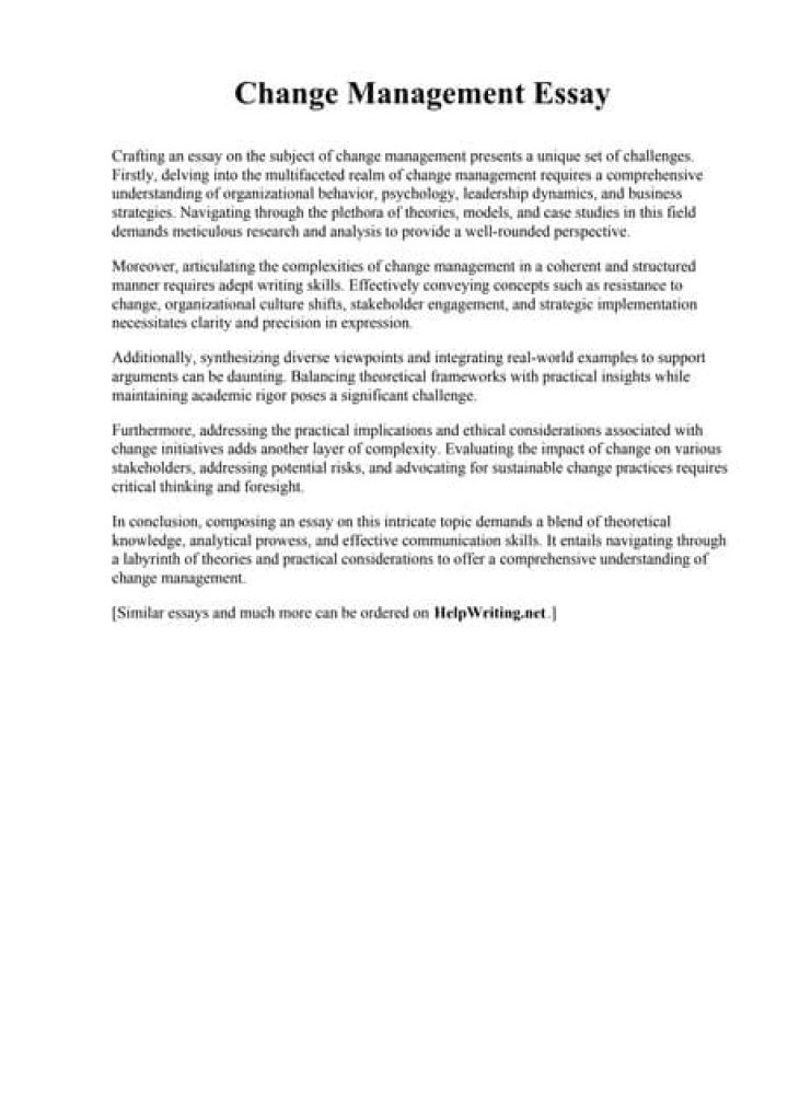 Essential Change Management Essay PDF: Mastering Organizational Transformation