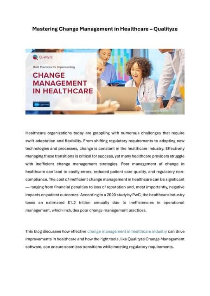 Change Management in Healthcare: Essential PDF Guide