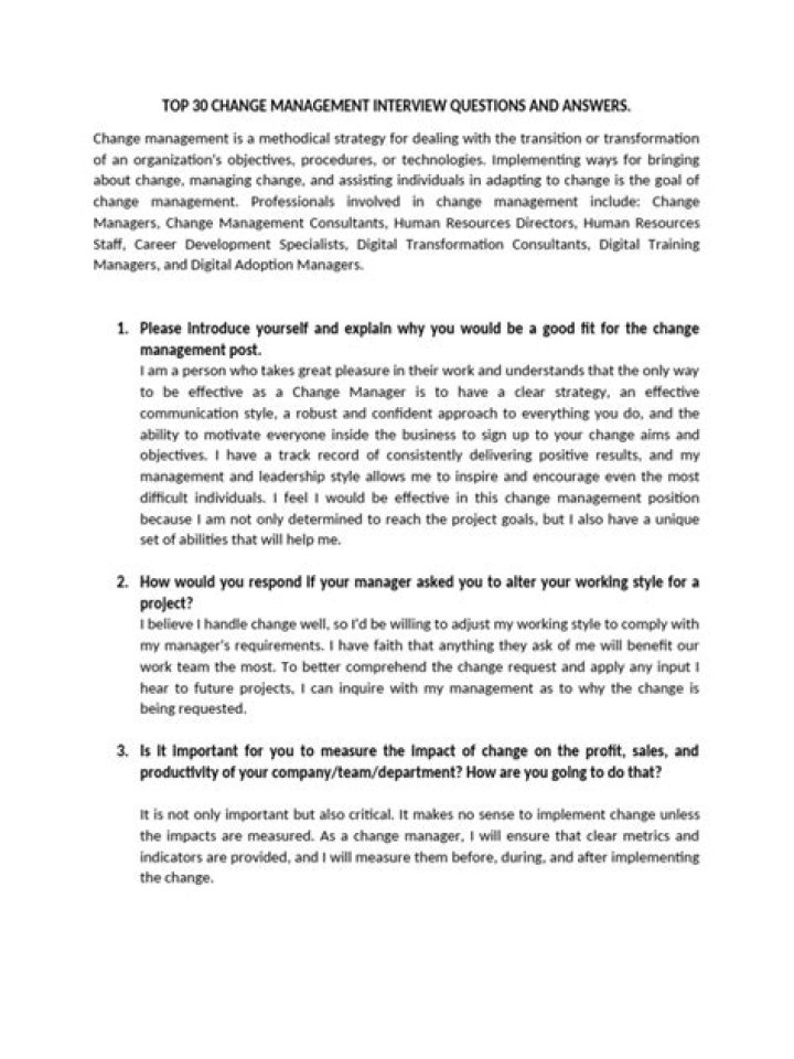 Essential Change Management Interview Questions PDF for HR Leaders