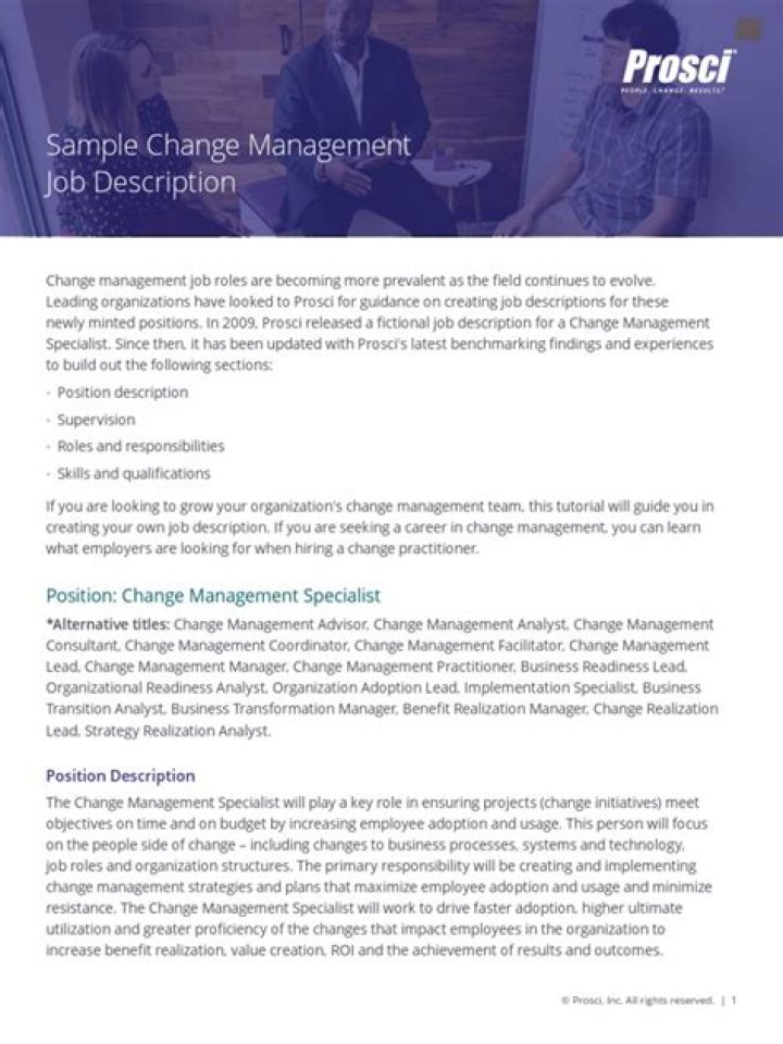 Change Management Job Description PDF – Full Guide