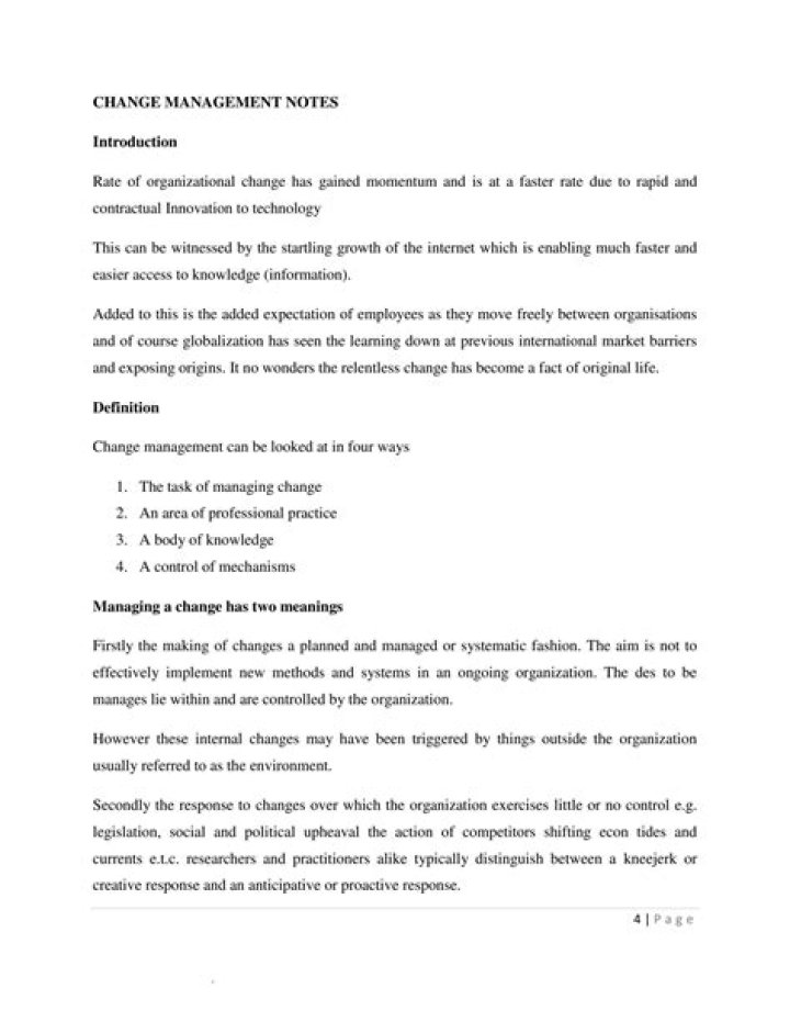 Essential Change Management Notes for MBA Students – Free PDF Guide